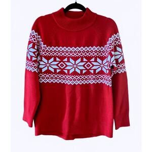 Talbots' Red and White Winter Christmas Sweater